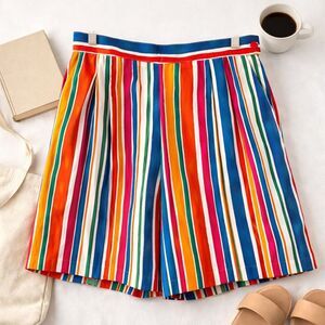 VTG 80s 90s Victoria Morgan Rainbow Kidcore Multicolor Stripe Shorts Women Large